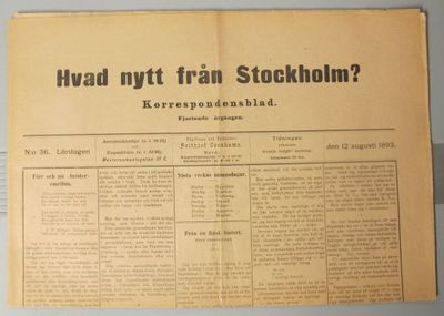 Hvad nytt från Stockholm? Korrespondesblad. N:o…