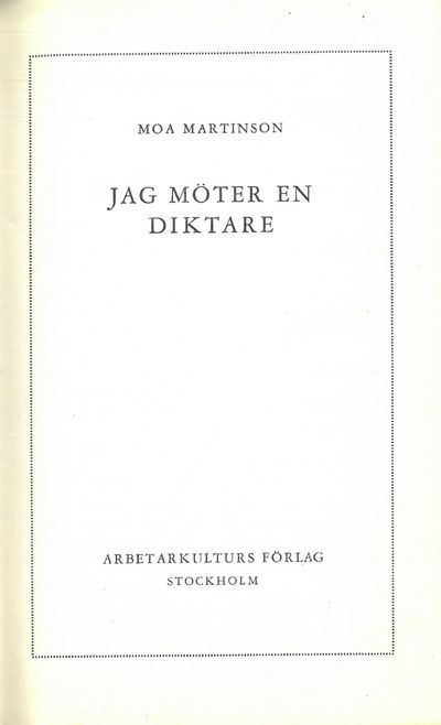 Jag möter en diktare.
