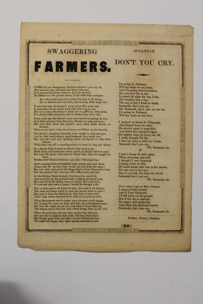 SWAGGERING FARMERS [and] SUSANNAH DON'T YOU CRY