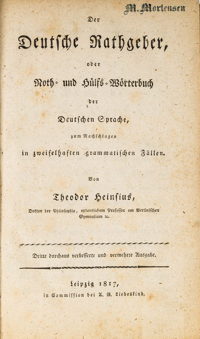 1817. Leipzig, 1817. 3rd ed.. Leipzig, 1817. 3rd ed. A Useful Tool for Interpreting Nineteenth-Centu...