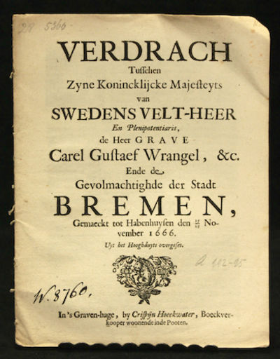 Verdrach tusschen zyne koninlijcke Majesteyts van…