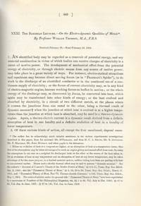 THE THOMSON EFFECT &quot;The Bakerian Lecture. On the Electro-dynamic Qualities of Metals&quot; (Philosophical Transactions of the Royal Society of London, Vol. 146 for the Year 1856 Part I &amp; II, pp. 649-751) by Thomson, William (Lord Kelvin) - 1856