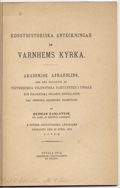 Konsthistoriska anteckningar om Varnhems kyrka.…