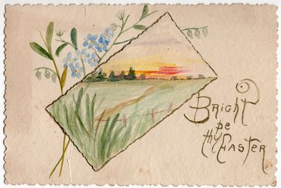 Original Watercolor Easter Greeting with Watercolor Silk Book Mark