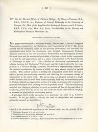 JOULE-THOMSON EFFECT: "On the Thermal Effects of Fluids in Motion" (Philosophical Transactions of the Royal Society of London, Vol. 143 for the Year 1853 Part I & II, pp. 357-365)