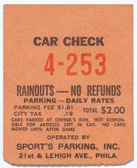 [Parking lot ticket stub]: Car Check, Sport's Parking, Philadelphia
