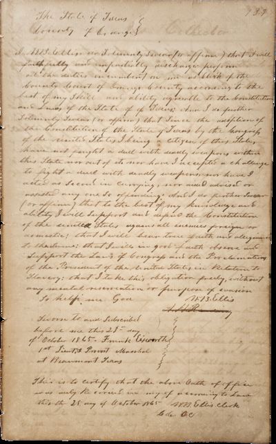 Oaths of Office and Surety Bond Documents for Five Texan Public Officials, 1864–1866