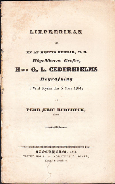 Likpredikan vid en af rikets herrar, m.m.…
