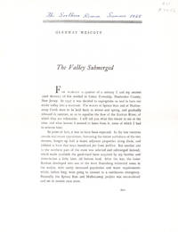 The Valley Submerged" A Xerox copy of the author's 12-page article, inscribed by him at the top, "The Southern Review, Summer 1965"