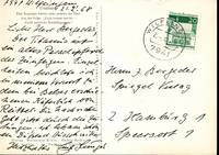 Eigenhändige Kunstpostkarte mit Unterschrift. Datiert 7941 Wilflingen, 21.2.68.