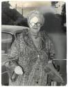 An original press photo of Lady Clementine Churchill wearing an eyepatch, published on 1 September 1959