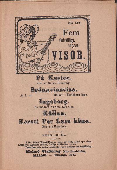 Fem förträffliga, nya visor. [Utg. av] Malmö…