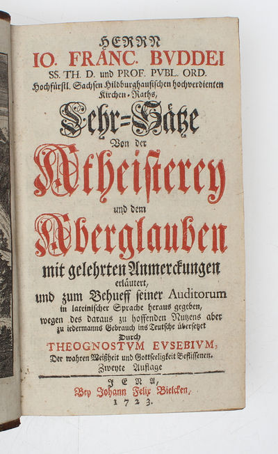 Lehr-Sätze Von der Atheisterey und dem Aberglauben mit gelehrten Anmerckungen erläutert, und zum Behueff seiner Auditorum in lateinischer Sprache heraus gegeben (...). (photo 3)