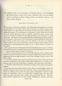 Additional Note on the Contraction of Voluntary Muscle in the Living Body" (Philosophical Transactions of the Royal Society of London, Vol. 131 for the Year 1841 Part I & Part II, pp. 69-74)