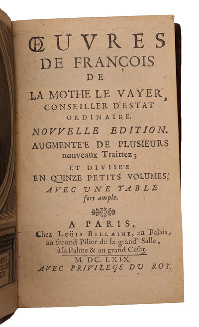 Oeuvres de François de La Mothe Le Vayer, conseiller d'estat ordinaire. Nouvelle Edition. 15 vols. (photo 2)