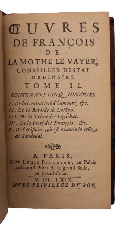 Oeuvres de François de La Mothe Le Vayer, conseiller d'estat ordinaire. Nouvelle Edition. 15 vols. (photo 3)