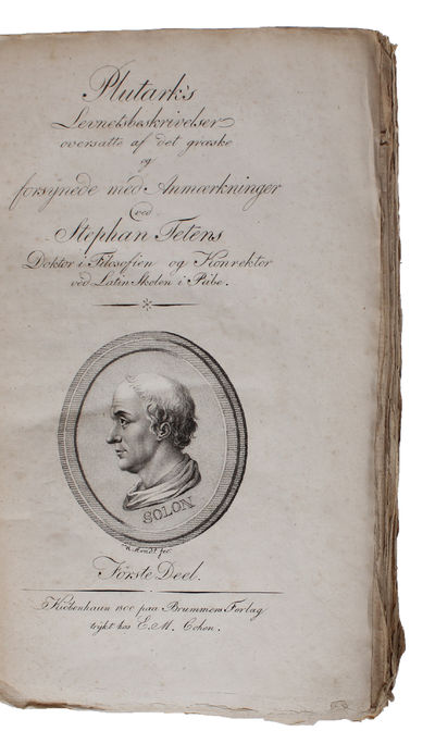 Plutark's Levnetsbeskrivelser oversatte af det græske og forsynede med Anmærkninger ved Stephan Tetens. 1.-4. Deel. 4 Bd.(Komplet). (photo 2)