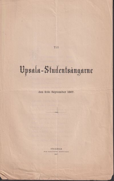 Till Upsala-Studentsångarne den 9:de september…