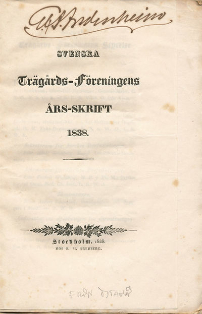 Svenska trägårds-föreningens års-skrift 1838.