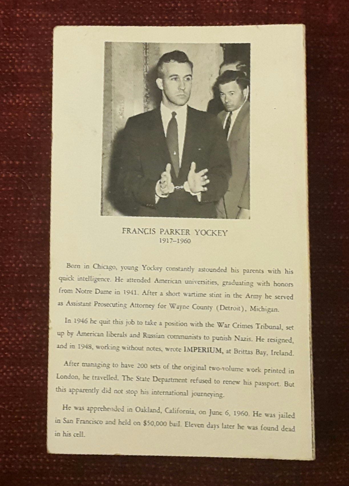 Imperium By Ulick Varange Francis Parker Yockey Paperback First Paperback 1969 From Ed Augusts Books Readings Sku 784