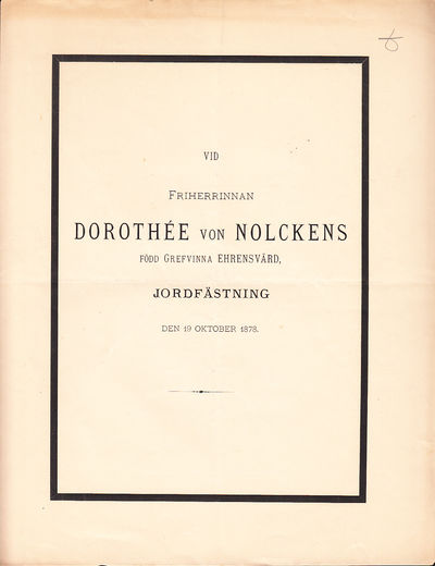 Vid friherrinnan Dorothée von Nolckens född…