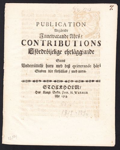Publication Angående Innewarande Åhrs,…
