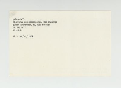 Exhibition card: Andre Cadere (16-30 April 1975)