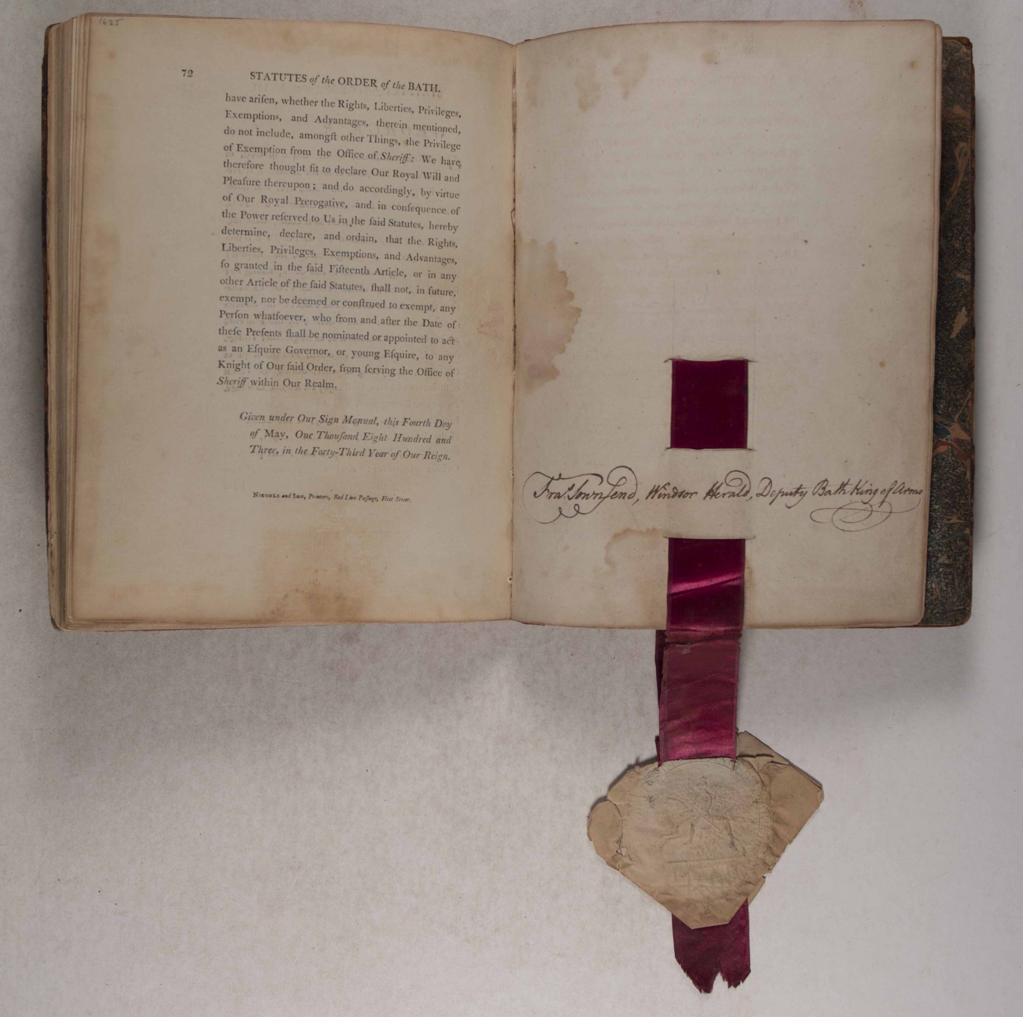 Statutes of the Most Honourble Order of the Bath [