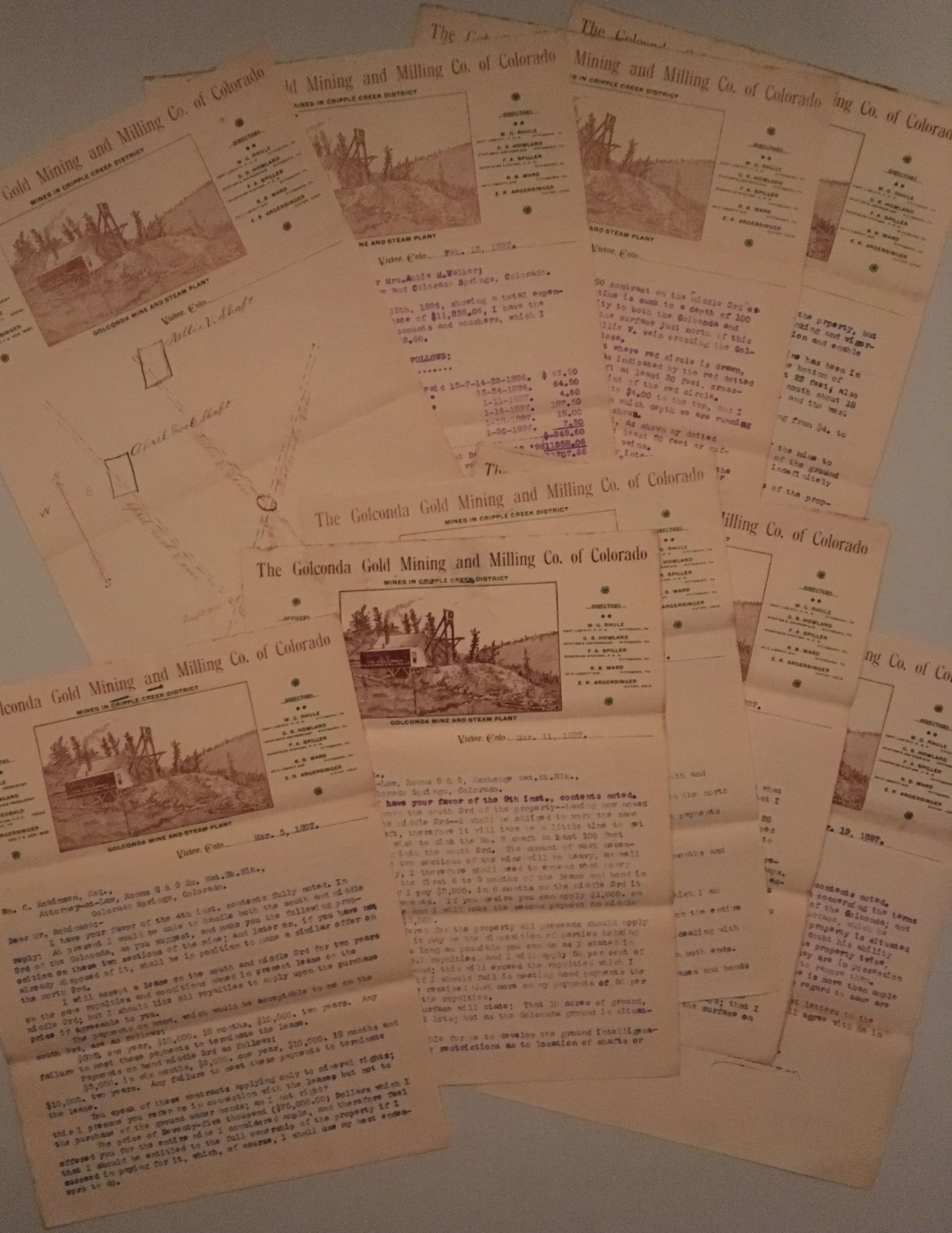 Seven typed letters, signed by the general manager