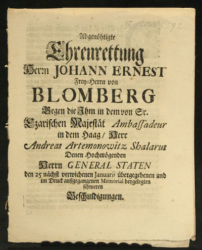 Abgenöhtigte Ehrenrettung Herrn Johann Ernest…