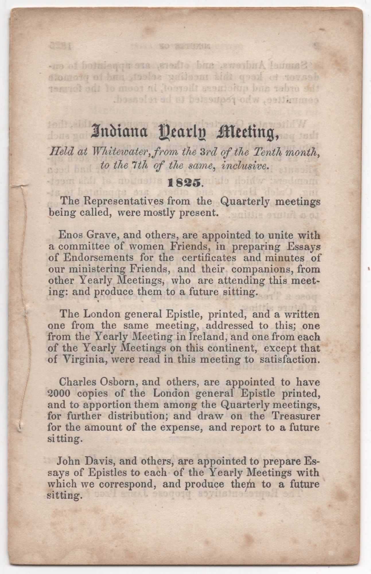 Indiana Yearly Meeting, Held at Whitewater, from t