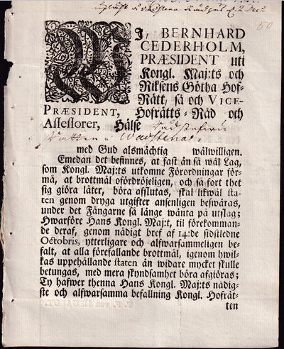 Wi, Bernhard Cederholm ... utkomne förordningar…