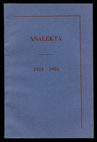 Analekta 1924-1954. An Anthology of Amherst Undergraduate Writing