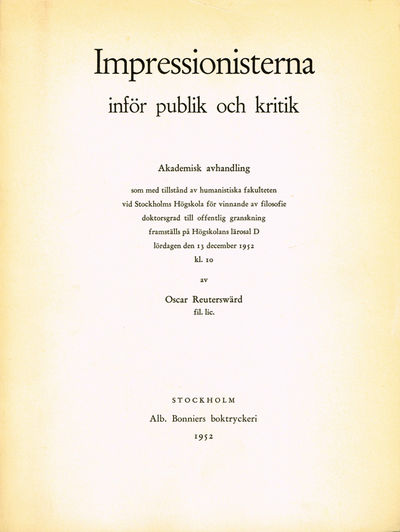 Impressionisterna inför publik och kritik.