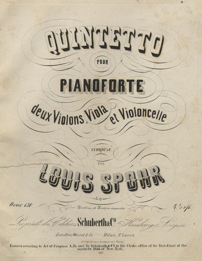 [Op. 130]. Quintetto pour Pianoforte deux Violons, Viola et Violoncelle ... Oeuv. 130. Partition et Parties separées. 4 1/2 rth. [Parts]