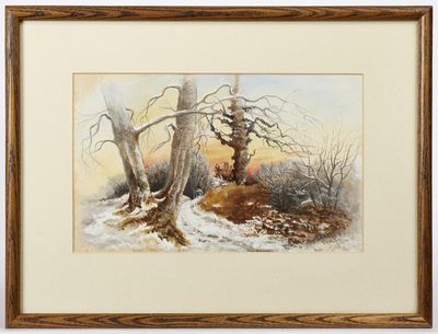 [Original Painting:] Winter Landscape at Sunrise