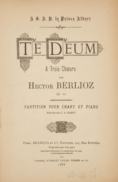 [Op. 22]. Te Deum A Trois Choeurs ... Partition pour chant et piano réduite par C.A. Barry. [Piano-vocal score]