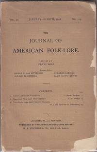 cover of The Journal of American Folk-Lore. January-March, 1918. Vol. 31, No. 119