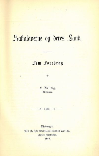 Sakalaverne og  deres Land. Fem Foredrag.…