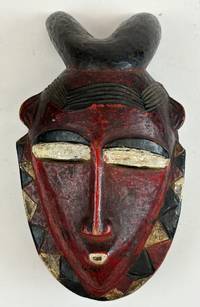 AFRICAN CARVED WOOD YAURE MASK WITH HORNS
