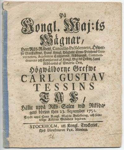 På kongl. maj:ts wägnar/ [...] Carl Gustav…