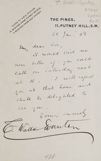 An autograph letter signed, “Theodore Watts” and a letter signed “Theodore Watts-Dunton