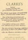 Menu: Clarke's Dinner 20/5/1997