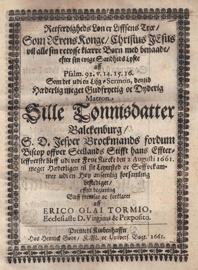 Ericus Olai Tormius: Retferdigheds løn er…