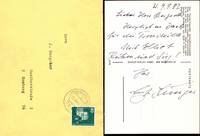Eigenhändige Kunstpostkarte mit Unterschrift. Datiert W. 9.9.82.