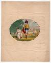 Hand-colored Romantic Pastoral Theme Etching with Sequin boarder