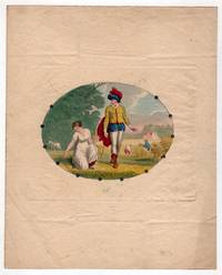 Hand-colored Romantic Pastoral Theme Etching with Sequin boarder