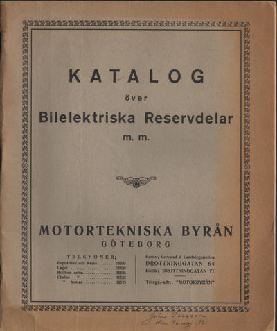 KATALOG ÖVER BILELEKTRISKA RESERVDELAR M. M.