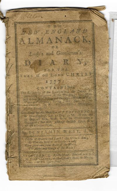 THE NEW-ENGLAND ALMANACK, OR LADY'S AND GENTLEMAN'S DIARY, FOR THE YEAR OF OUR LORD CHRIST 1777