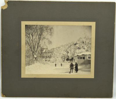 [AMERICANA] [PHOTO] BOSTON. STATE HOUSE AND PARK STREET STOP. BLIZZARD FEBRUARY 1898